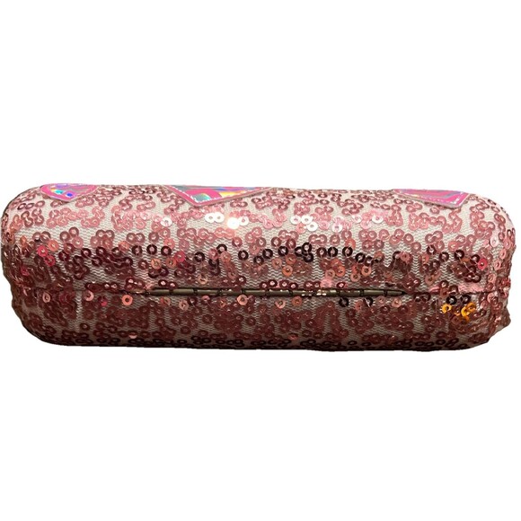 Barbie Pink Sequins Hard Glass Carrying Case Handles Girls Clamshell Hard Shell - Picture 3 of 10